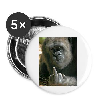Lustiger Gorilla - Buttons klein 25 mm (5er Pack) - Weiß - Vorne