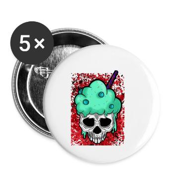 squelette - Lot de 5 petits badges (25 mm) - blanc - Devant