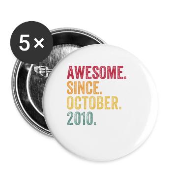 Awesome Since October 2010 10th Birthday - Buttons klein 25 mm (5er Pack) - Weiß - Vorne
