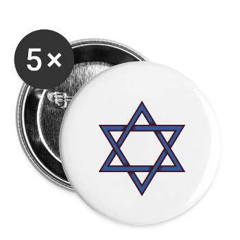 Étoile de David - Lot de 5 petits badges (25 mm) - blanc - Devant
