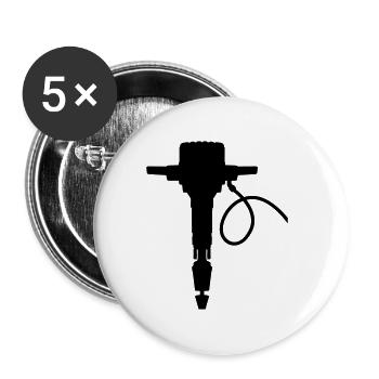 Presslufthammer Dampfhammer Vektor Farbe wählbar - Buttons klein 25 mm (5er Pack) - Weiß - Vorne