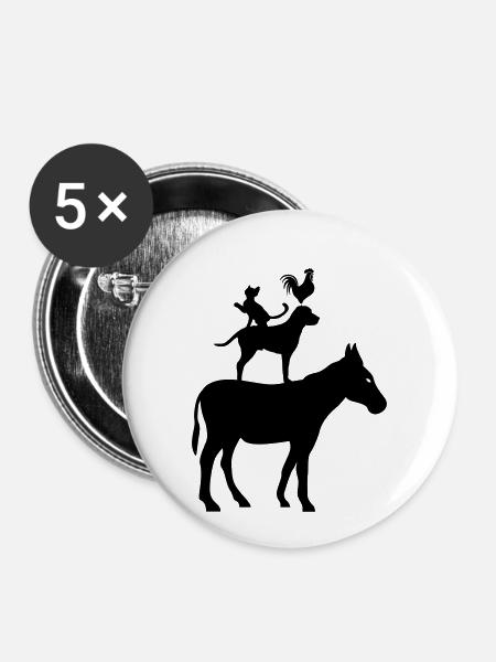 Bremer Stadtmusikanten - Buttons klein 25 mm (5er Pack) - Weiß