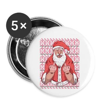 Ugly Christmas sweater Santa Claus - Buttons small 1''/25 mm (5-pack) - white - Front