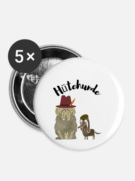 HÜTEHUNDE - Buttons klein 25 mm (5er Pack) - Weiß
