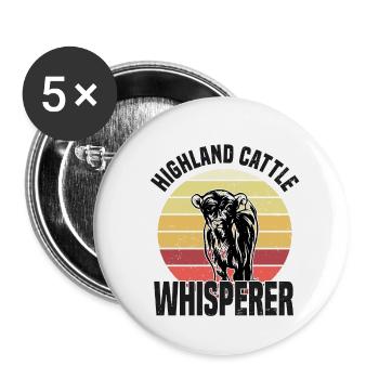 Highland Cattle Whisperer Cows Cow Farmer Farmer - Buttons small 1''/25 mm (5-pack) - white - Front