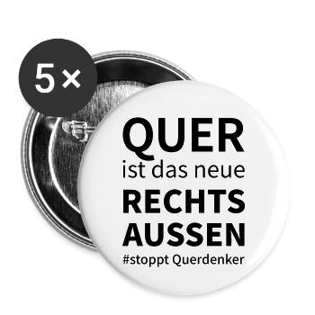 Quer ist das neue rechts aussen - stoppt quer! - Buttons klein 25 mm (5er Pack) - Weiß - Vorne