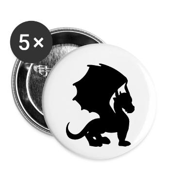 Winged dragon - Buttons small 1''/25 mm (5-pack) - white - Front