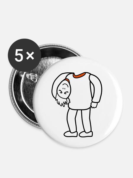 Kopf unterm Arm - Buttons klein 25 mm (5er Pack) - Weiß