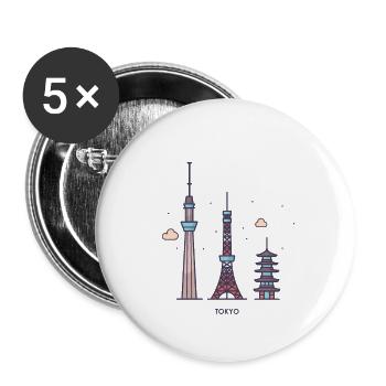Tokio - Buttons klein 25 mm (5er Pack) - Weiß - Vorne