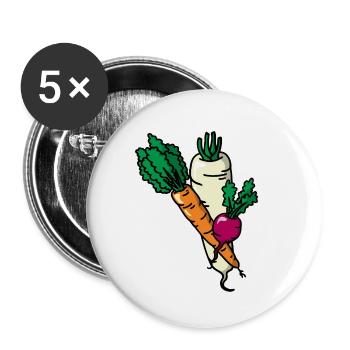 Gemüse Gemüsegarten Vegetables Garden Gärtner - Buttons klein 25 mm (5er Pack) - Weiß - Vorne