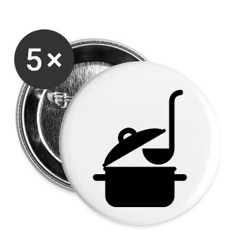 Kochtopf und Schöpfkelle - Buttons klein 25 mm (5er Pack) - Weiß - Vorne