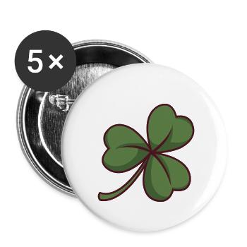 Green Three Leaf Clover - Buttons small 1''/25 mm (5-pack) - white - Front
