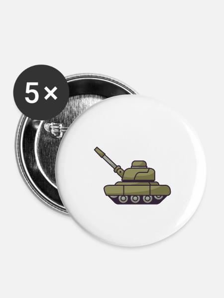 Militärpanzer - Buttons klein 25 mm (5er Pack) - Weiß