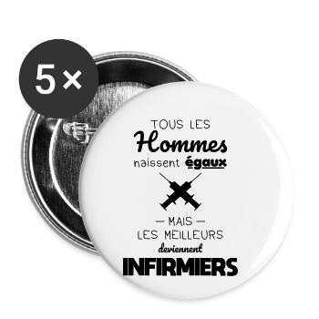Hommes égaux meilleurs deviennent infirmiers - Lot de 5 petits badges (25 mm) - blanc - Devant