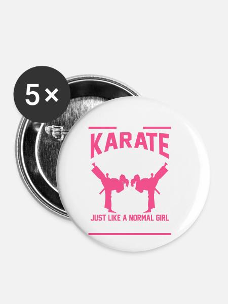 Karate Mädchen Geschenk - Buttons klein 25 mm (5er Pack) - Weiß