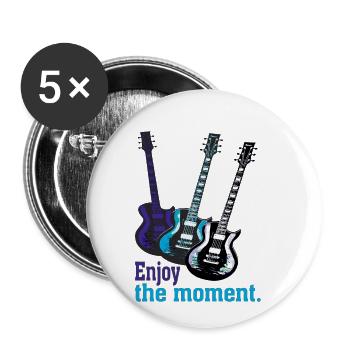 Guitares électriques avec dire Profitez du moment. - Lot de 5 petits badges (25 mm) - blanc - Devant