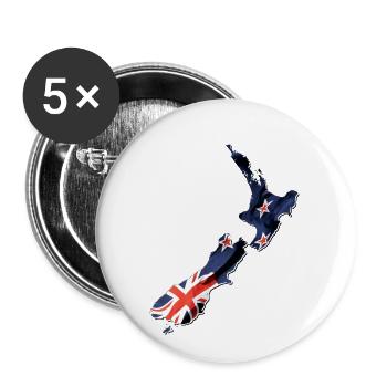 Vrai drapeau de la Nouvelle-Zélande - Carte du drapeau - Lot de 5 petits badges (25 mm) - blanc - Devant