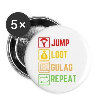Gulag Warzone King Gamer Meme Idée cadeau - Lot de 5 petits badges (25 mm) - blanc - Devant