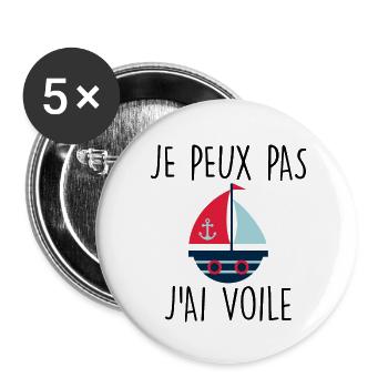 Je peux pas j'ai voile - Lot de 5 petits badges (25 mm) - blanc - Devant