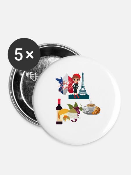 Der Charme Frankreichs - Buttons klein 25 mm (5er Pack) - Weiß