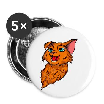 Chats drôles 4 - Lot de 5 petits badges (25 mm) - blanc - Devant