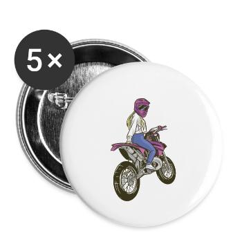 Motorrad Bike Frau Mädchen Enduro Sexy Girl - Buttons klein 25 mm (5er Pack) - Weiß - Vorne