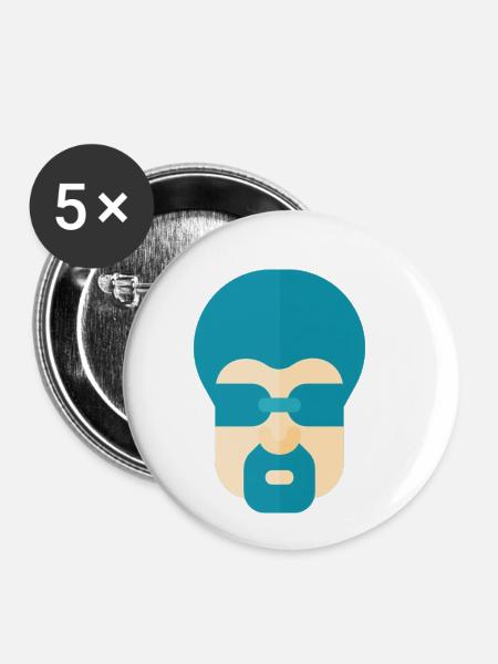 Afro - Buttons klein 25 mm (5er Pack) - Weiß