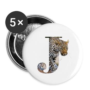 J Jaguar alphabet animals - Buttons small 1''/25 mm (5-pack) - white - Front