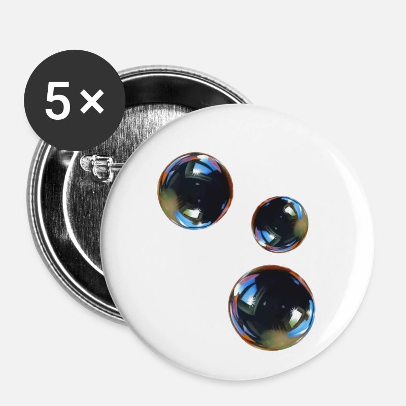 3 bulles de savon - Lot de 5 petits badges (25 mm) - blanc