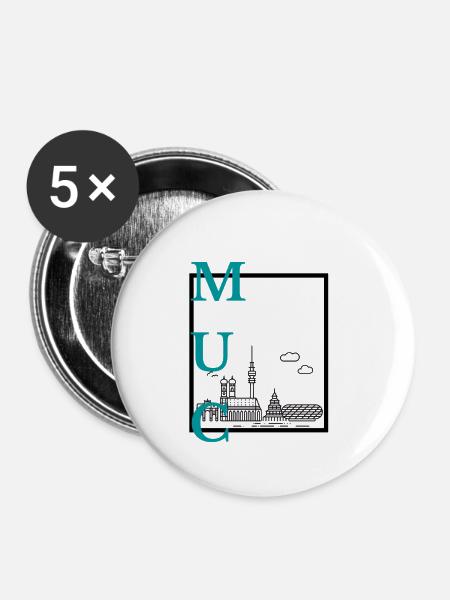 München - Buttons klein 25 mm (5er Pack) - Weiß