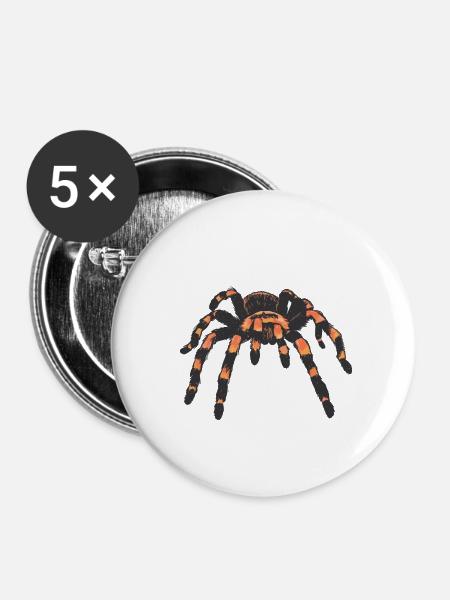 Vogelspinne Spinne Spinnen - Buttons klein 25 mm (5er Pack) - Weiß