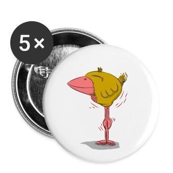 Bird Friedolin just happy on it - Buttons small 1''/25 mm (5-pack) - white - Front