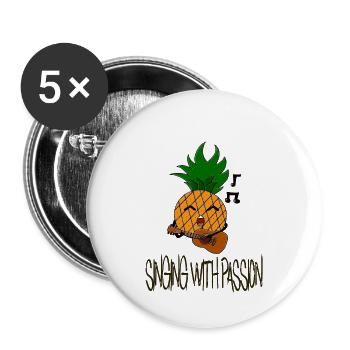 Singing with passion / Singen / Ananas / Sprüche - Buttons klein 25 mm (5er Pack) - Weiß - Vorne