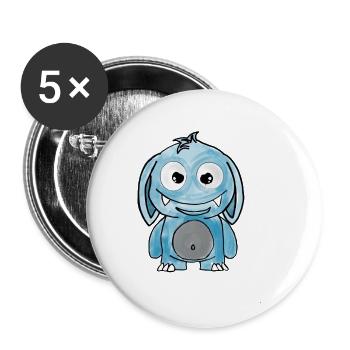 Kleines blaues Monster - Buttons klein 25 mm (5er Pack) - Weiß - Vorne