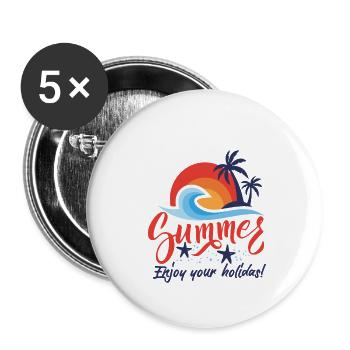 Sommer Sommerzeit Natur Freizeit Leben Spruch - Buttons klein 25 mm (5er Pack) - Weiß - Vorne