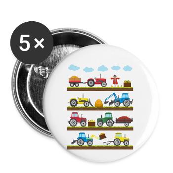 Tracteurs tracteurs tracteurs tracteurs - Lot de 5 petits badges (25 mm) - blanc - Devant