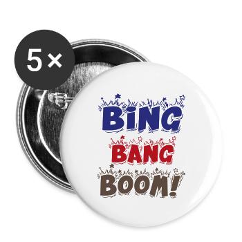 BING BANG BOOM - Buttons klein 25 mm (5er Pack) - Weiß - Vorne