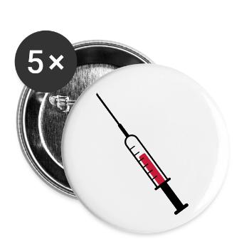 Seringue en tant que vecteur - Lot de 5 petits badges (25 mm) - blanc - Devant