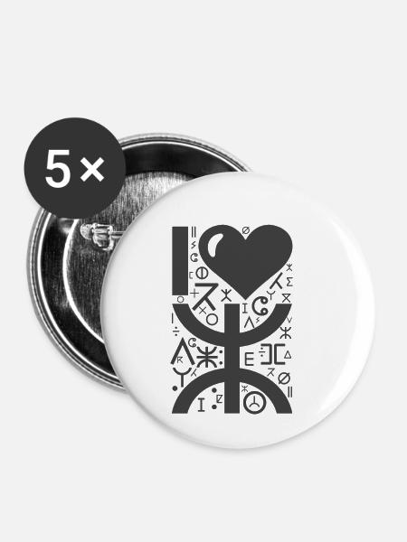 LOVE AMAZIGH - Buttons klein 25 mm (5er Pack) - Weiß