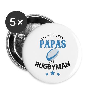 Les meilleurs papas sont rugbyman cadeau - Lot de 5 petits badges (25 mm) - blanc - Devant