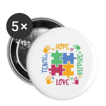 Autismus autist Autismus Autismus - Buttons klein 25 mm (5er Pack) - Weiß - Vorne