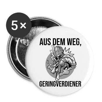 Aus dem Weg Geringverdiener Robert - Buttons klein 25 mm (5er Pack) - Weiß - Vorne