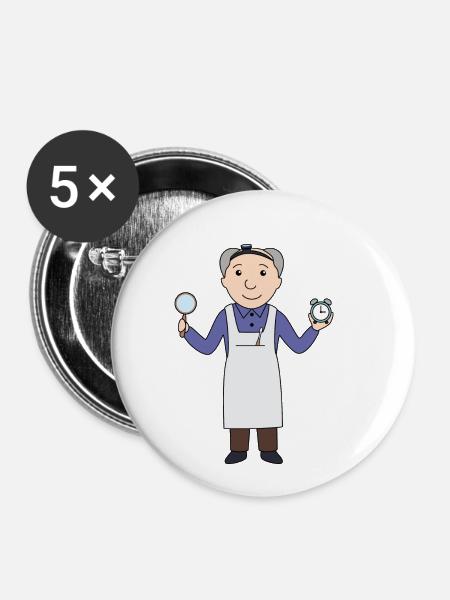 Uhrmacher - Buttons klein 25 mm (5er Pack) - Weiß