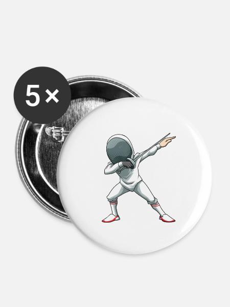 Fechten Dabbing Dab Fechtkampf - Buttons klein 25 mm (5er Pack) - Weiß