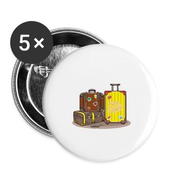 Reisen Sie drei Reisetaschen - Buttons klein 25 mm (5er Pack) - Weiß - Vorne