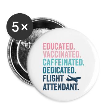 Flugbegleiter Stewardess Flight Attendant - Buttons small 1''/25 mm (5-pack) - white - Front