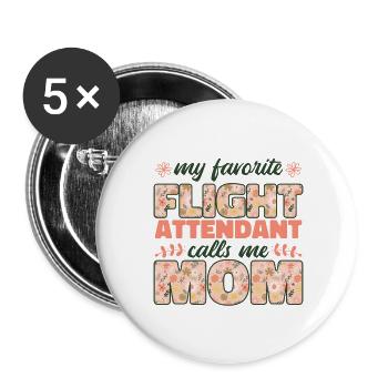 Stewardess Flight Attendant Flight Attendant Gift - Buttons small 1''/25 mm (5-pack) - white - Front