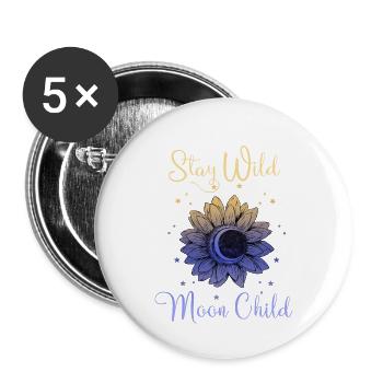Stay Wild Moon Child Boho Graphiques - Lot de 5 petits badges (25 mm) - blanc - Devant
