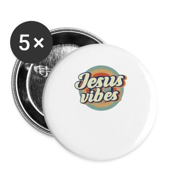 Jésus Vibes Chrétien - Lot de 5 petits badges (25 mm) - blanc - Devant