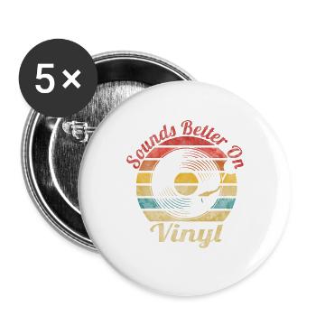 Vinyle Vintage Retro Music Record LP - Lot de 5 petits badges (25 mm) - blanc - Devant